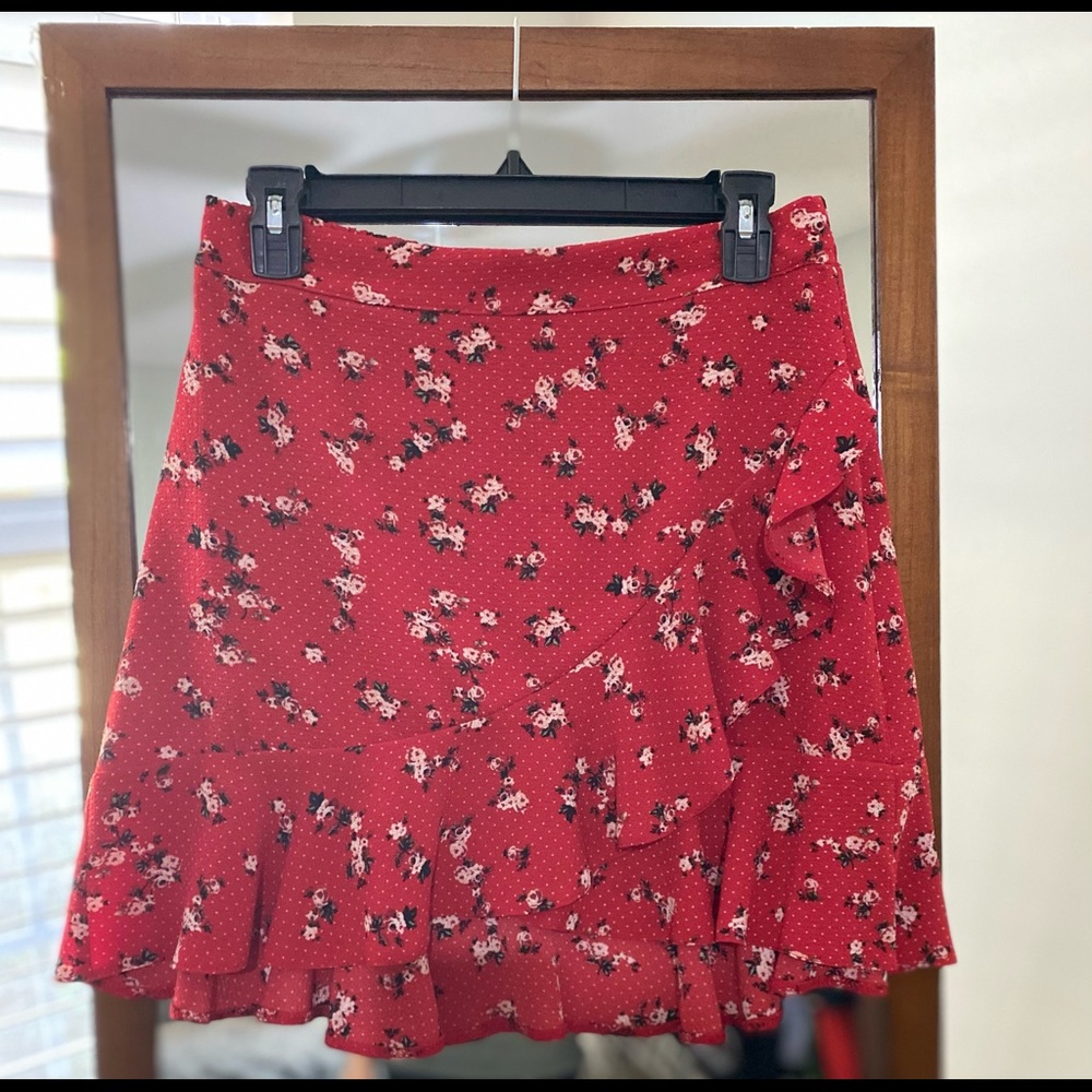Project 28 Red Floral Mini Skirt